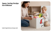 Foldable Cartoon Toy Box Built-in Handles Foldable Toy Box With Lid