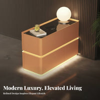 Light Luxury Design Round Smart End Table Multi-Functional Home Furnishing Wireless Charging Nightstand With Storage Drawer for Apartment Dwellers, electronic aficionados, Living Room, Small Spaces, Bedroom, Entryway