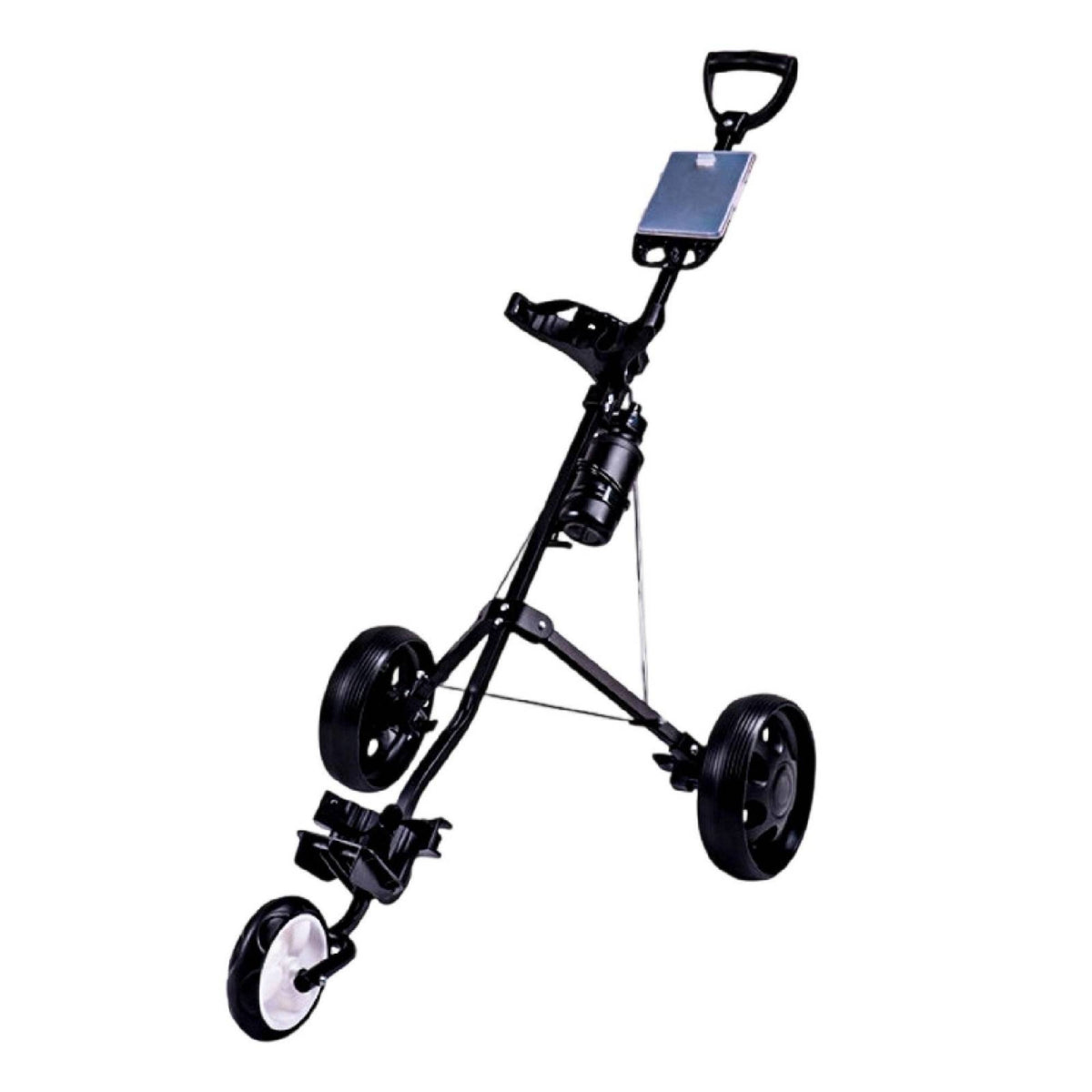 Folding Golf Push Cart with Cup Holder Portable 3 Wheel Golf Cart Long-Lasting Trolley Heavy-Duty for Golfers