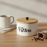 Farmhouse Aesthetic Coffee Filter Storage Box with Lid Coffee Filter Holder Multipurpose Tea Bag Container Countertop Organizer for Cafeteria