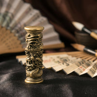 Dragon Pillar Ornament with Raised Design Antique Style Pillar Carving Miniature Ornament for Desk