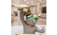 Dog Figurine Storage Tray Luxury Design Dog Statue Candy Dish Multi-Functional Design Resin Canine Sculpture Tray for Coffee Table, Reception Desk