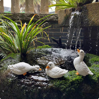 3 Pieces Resin Duck Statue Adorable Duck Garden Ornament Hand-Painted for Courtyard, Pond