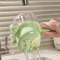 Compact Fruit Drainer Basket Hanging Drainer Basket with Tray for Kitchen, Apartment, Dorm