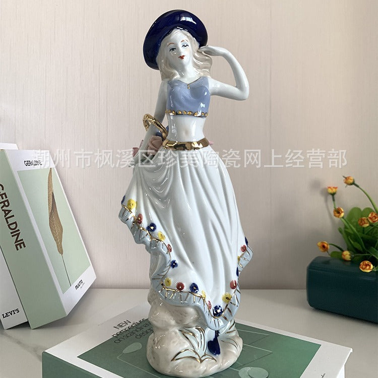 European Style Resin Female Figurine for Home Decor