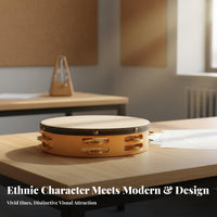 Sheepskin Tambourine Brass Jingling Discs Jingling Discd Frame Drum Clear Sound Percussion Instrument for Dancers, Music Students