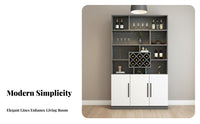 Versatile Wine Rack Cabinet Large Capacity Wine Bar Cabinet with Storage Glass Holder Household Furniture Sturdy Construction for Home Entertainers, Homeowners, Adults, Living Room, Kitchen, Entryway, Party