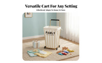 Multifunctional Design Metal Frame Storage Trolley Space-Saving Storage Cart with Liner Heavy Duty Rolling Laundry Basket Rust-Resistant for Homemakers, Apartment Dwellers, Living Room, Bedroom, Bathroom, Supermarket