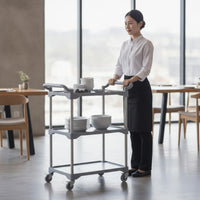 Commercial 3-Tier Rolling Cart Heavy-Duty Mobile Service Cart Sturdy Easy to Clean for Restaurants, Hotels