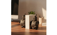 Terracotta Protector Bookends Metal-Like Bookends with Rectangular Base Vintage Bookend Pair for Collectors, Bookshelf, Office, Study Room