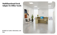 Sturdy Construction Modern Corner Welcome Desk Versatile Office Front Desk Table Easy Assembly Reception Counter with Storage Lockable Drawers for Money Iers, Receptionists, Salon Owners, Hotel, Lobby, Retail Shop, Medical Office