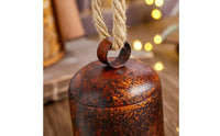 Cylindrical Bell Vintage-Style Bell with Rope Hanger Rustic Ornament for Christmas Tree, Wreath