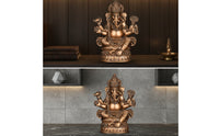 Detailed Ganesha Statue with Pedestal Ornate Ganesha Statue Decorative Elephant God Figurine Carved for Home Altar, Meditation Room, Entryway