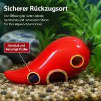 Aquarium Hideaway Chili, Glossy Chili Pepper Resin, Safe Cave for Freshwater & Saltwater Aquariums, Fish Hideaway Ornament