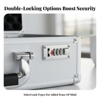 Combination Lock Hard Case with Foam Insert Ergonomic Handle Aluminum Briefcase with Foam Insert Reinforced Corners Portable Hard Shell Equipment Case Strong Bearing Capacity for Business Travelers, Photographers, Professionals