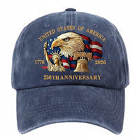 Commemorative Edition USA 250th Anniversary Hat 100% Cotton USA 250th Anniversary Cap Adjustable Fit Patriotic Hat Breathable Material for Men