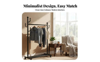 gratisstanding Rolling Single Clothes Rack Easy Assembly Rolling Clothes Organizer with Shelf Minimalist Design Clothing Stand On casters for Students, Homeowners, Bfromique Owners, Bedroom, Dormitory, Dorm Room, Entrymethod