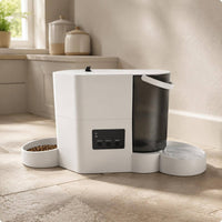 Timed Feeding Pet Feeder and Water Fountain Set Timer Control Automatic Pet Feeder 2 in 1 Water Fountain Easy to Clean for Home