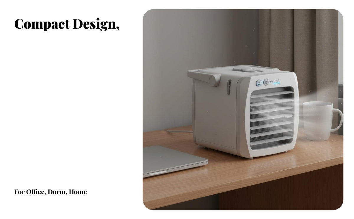 Mini Water-Based Chiller Cools & Humidifies Portable Air Chiller Fan Humidifier Function USB Desk Fan for Students, Office Workers, Dorm Room, Bedroom
