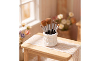 Realistic Miniature Makeup Brushes with Container Exquisite Miniature Makeup Set Cute Mini Storage Case Safe for Desktop Display