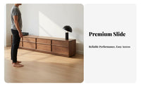 Solid Wood TV Console Italian Light Elegant Design Black Walnut Entertainment Center Construction Floor Standing TV Cabinet for Home Theater