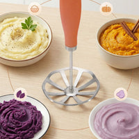 Long Handle Detachable Potato Masher Perforated Plate Stainless Steel Potato Masher Lightweight Mashing Utensil