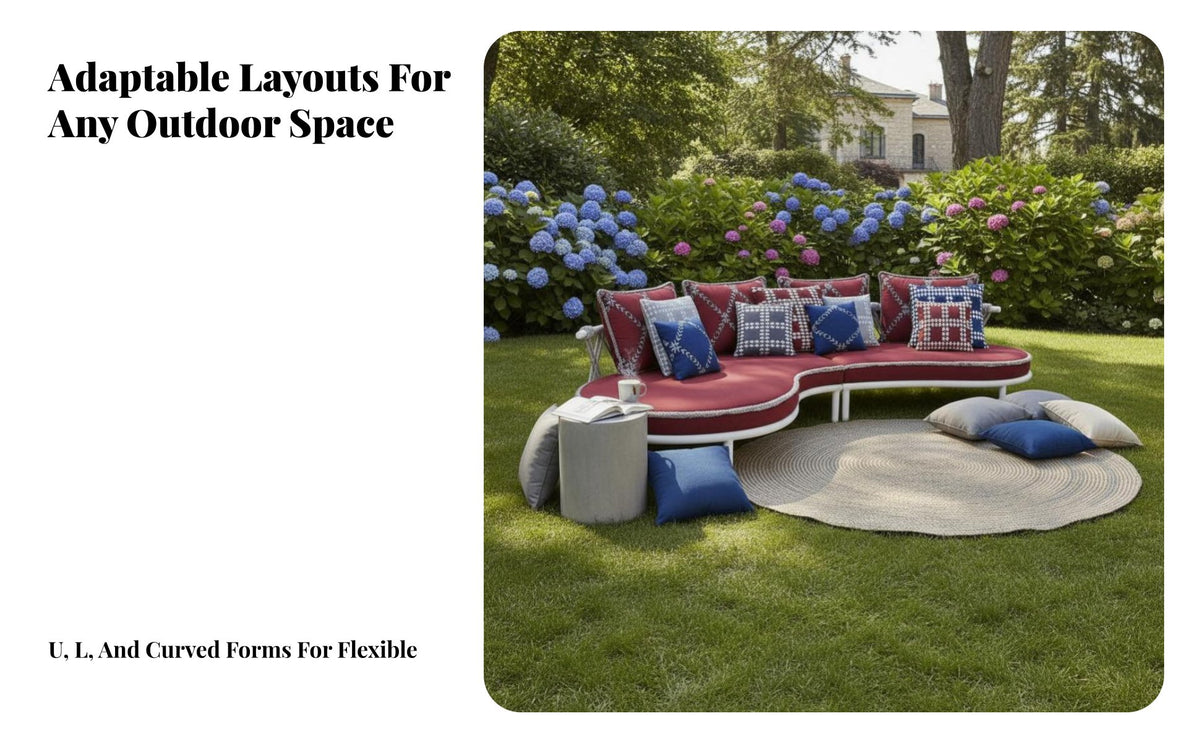 Sectional Lounge Set Waterresistant Sofa and Armchair Conversation Set Water-Resistant Patio Seating for Families, Homeowners, Terrace, Balcony, Backyard