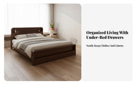 Nordic Design Solid Wood Bed Frame with Drawers No Box Mattress Foundation Needed Solid Wood Storage Bed Sturdy and Stable Bedroom Furniture Quiet Design for Couples, Adults, Homeowners, Apartment, Guesthouse, Guest Room, Home