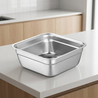 Square Colander and Sieve Set, Stainless Metal Rectangle Basin with Strainer, Flat Bottom Japanese Style Kitchenware for Washing Vegetables and Fruit