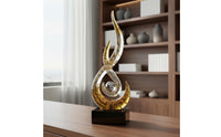 Light Luxury Design Transparent Wave Figurine Elegant Centerpiece Gold Foil Swirl Ornament Good Fortune Symbol for Living Room, Wine Cabinet