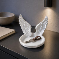 Glossy Angel Wing Jewelry Tray Polished Molded Angel Wing Jewelry Dish Solid Look Winged Band Holder Multipurpose