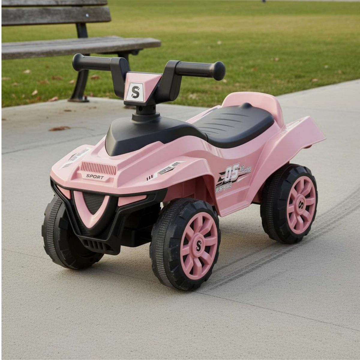 Infant Balance Bike, 4-Wheel, No Pedals, Indoor Walker, Music, Ages 1-3