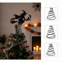 Spooky Witch Tree Topper Silhouette Witch Tree Topper with Spring Base Substitute Decoration Seasonal for Mantel Displays