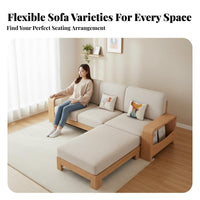 L-Shaped Upholstery Lounger Solid Wood Frame Living Room Furniture Minimalist Design Couch for Homeowners, Apartment Dwellers, Lounge Area, Office
