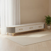 TV Cabinet Curved-Front Cabinet with Drawers Minimalist Entertainment Center with Drawers for Living Room