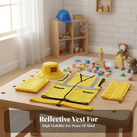 5 Pieces Educational Toy Children's Carpenter Dress up Kit Realistic Design Yellow Worker Uniform for Children Long-Lasting Material