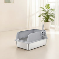 Large Stainless Steel Litter Box Easy to Clean Metal Litter Box for Cats