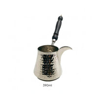 Hammered Turkish Coffee Pot Traditional Cezve Curved Spout Ibrik Silver-Colored