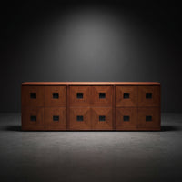 3 Pieces Modular Cabinet Geometric Low-Profile Sideboard Minimalist Cabinet with Sliding Doors for Living Room, Bedroom