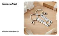 2 Pieces New Parent Keychain Stainless Steel Mom and Dad Keychain Keepsake Gift Mom and Dad Matching Keychains for Expecting Parents, Couples