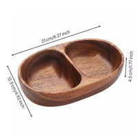 Boat Shaped Serving Dish Japanese Type Wooden Serving Tray Hand Polished Acacia Wood Compartment Platter for Tea Room, Party