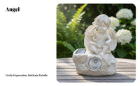 Solar Cherub Statue Light Source Brightness Resin Cherub Sculpture Outdoor Decoration Weather Resistant Lawn Decoration