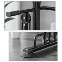 Strength Station with Padded Backrest Adjustable Height Freestanding Strength Station Heavy Duty Pull up Bar with Resistance Straps for Garage