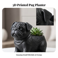 Sculpted Home Decor Compact Black Pug Planter Succulent Pug Planter Long-Lasting