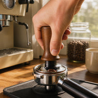 Espresso Coffee Tamper with Wooden Handle and Stainless Steel Base