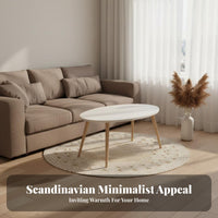 Nordic Design Oval End Table Minimalist Design Oval Accent Table Space-Saving Household Furniture Multi-Room Use for Apartment Dwellers, Homeowners, Students, Bedroom, Small Areas, Office, Entryway