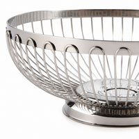 Stainless Steel Fruit Bowl, Round Fruit Basket, Rust Resistant Wire Fruit Bowl for Kitchen Bench, Polished Metal Fruit Basket