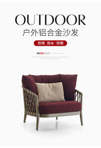 北欧藤编沙发别墅花园露台庭院户外家具阳台光房客厅休闲藤椅三人 边几（50*50*H50CM）