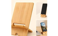 Wooden Phone Stand Handshands-off Desktop Phone Holder Wooden Stand with Ledge Minimalist Angled for Desk, Screen Calls