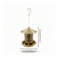 Outdoor Bird Feeder with Tray Metal Hanging Bird Feeder Decorative Bronze for Nature Lovers, Garden, Yard, Patio